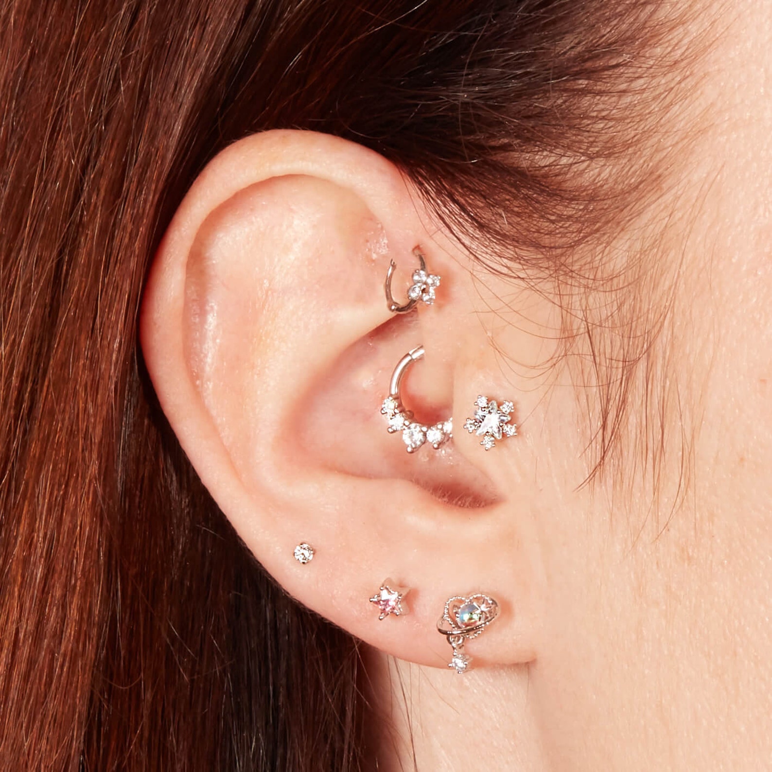 Tiny Flower Huggie Hoop 6mm Hoop Tragus Hoop Rook Hoop Etsy UK