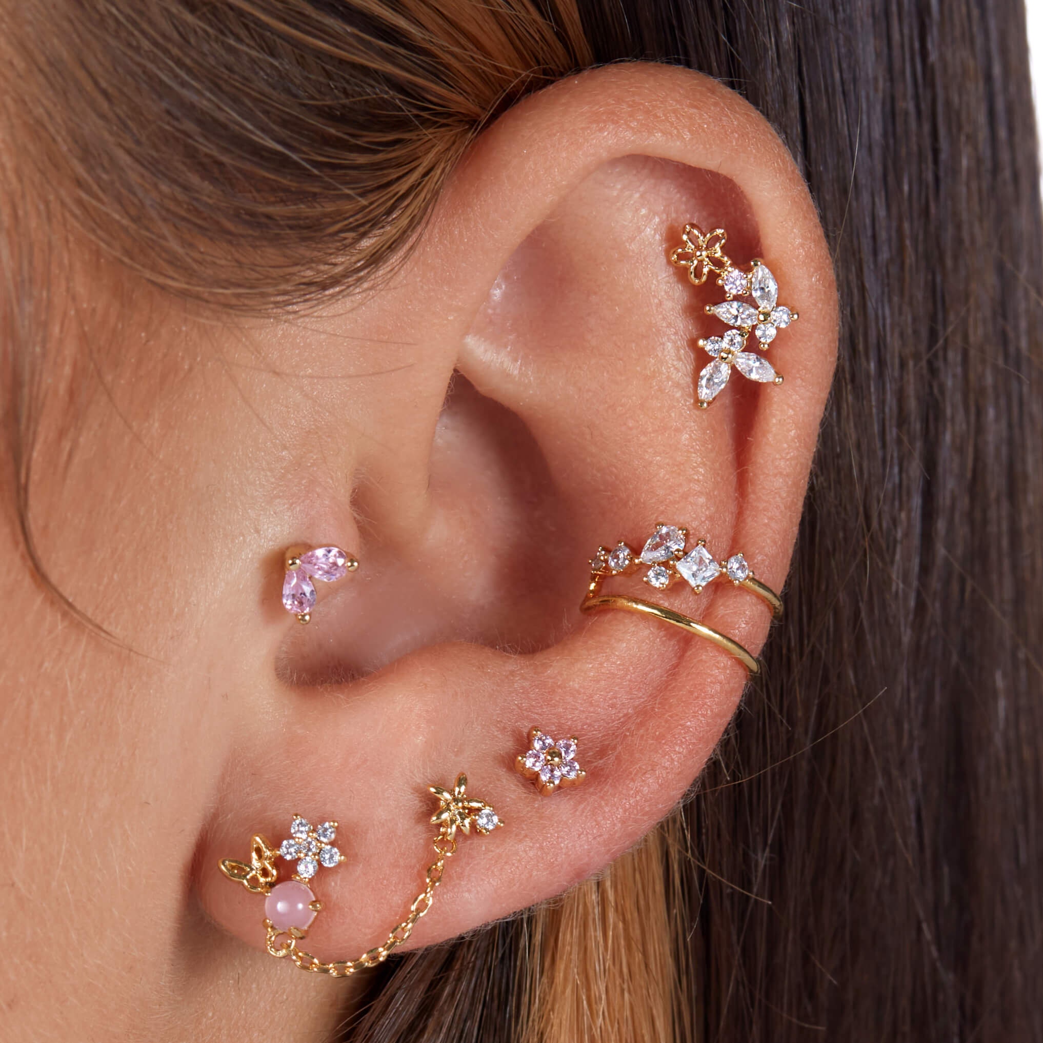 Butterfly Crawler Earring, Titanium Post Barbell Earring, Labret Earring, Curved Barbell Earring, Helix Piercing, Conch Piercing, Tragus