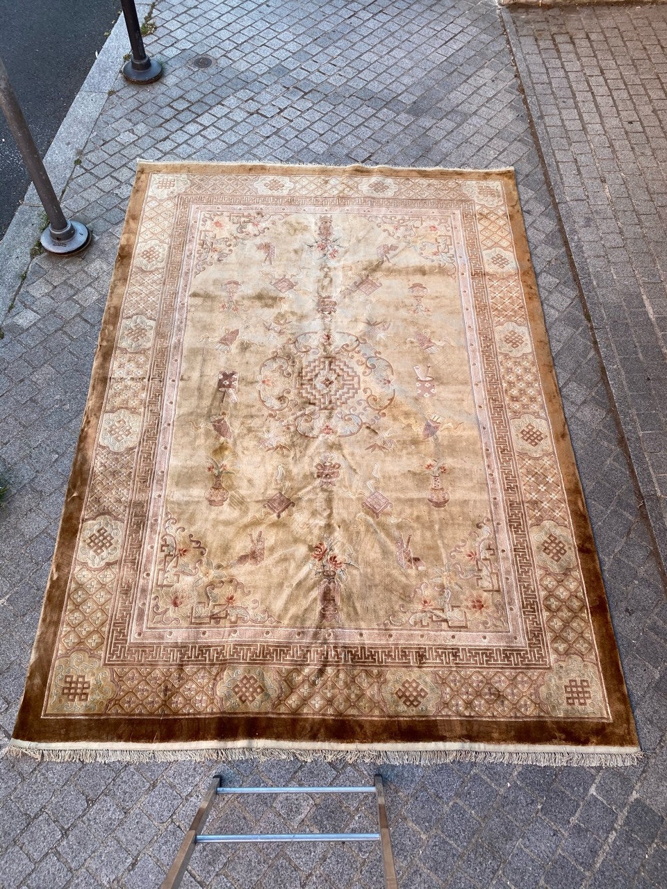 Tapis Vintage Chinois en Soie Antique 214x305 cm