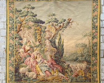 Ancient French Tapestry Jaquar antique Aubusson style 146x154 cm