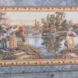 Punto arazzo vintage francese Halluin tessitura Jaquar 120x190 cm
