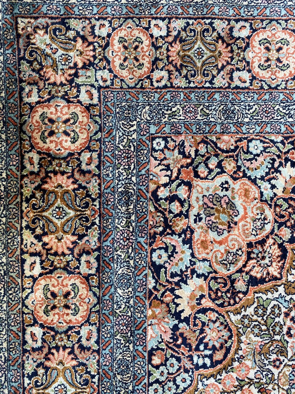 Tapis Tissé Main Kashmir – Laine Et Soie – Multicolore – 220 X 80 Cm