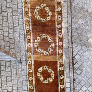 Ancient European carpet soap factory or Aubusson floral antique corridor 87x245 cm