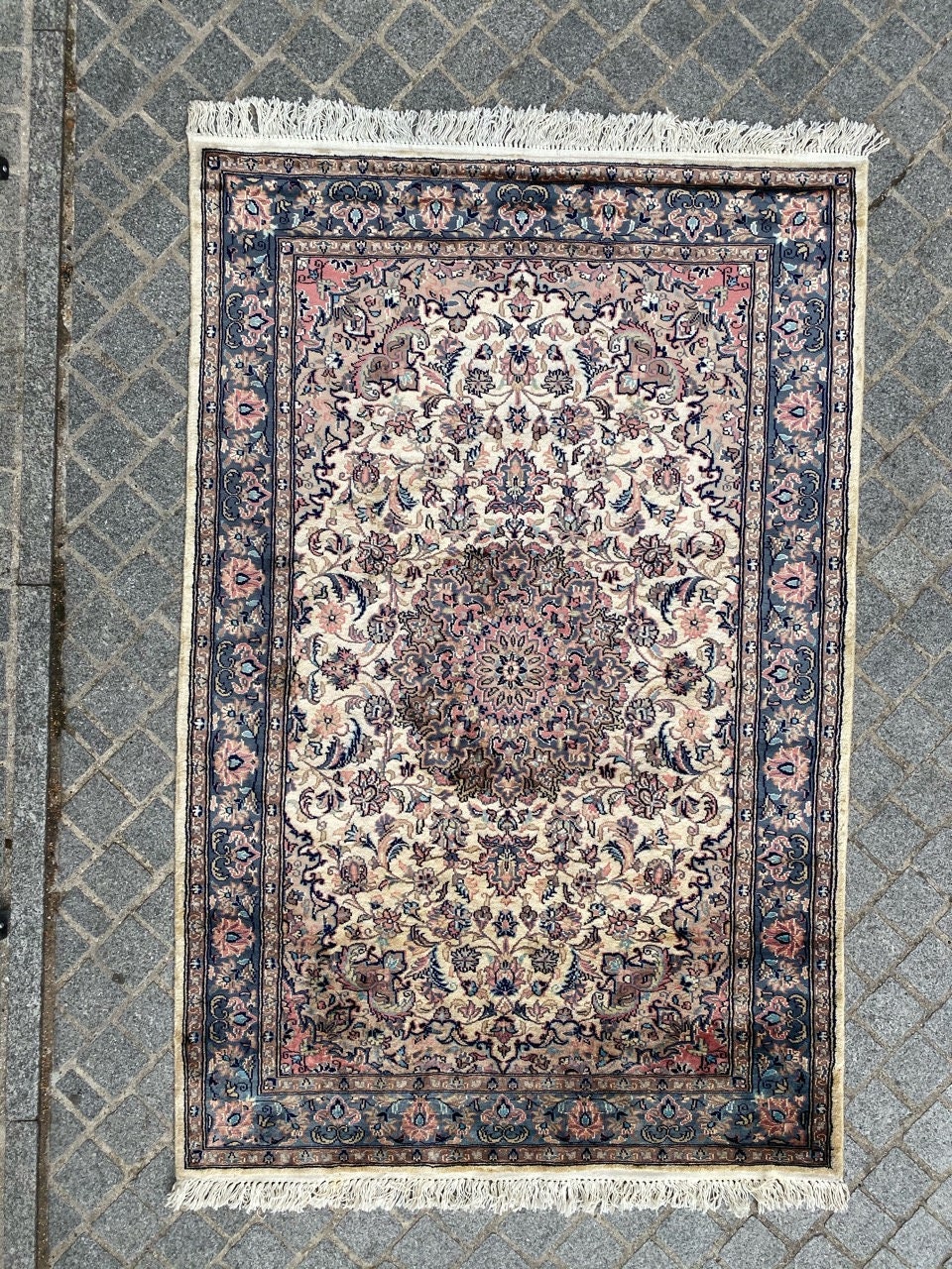 Tapis Vintage Pakistanais Fait Main Laine et Soie 126x194 cm