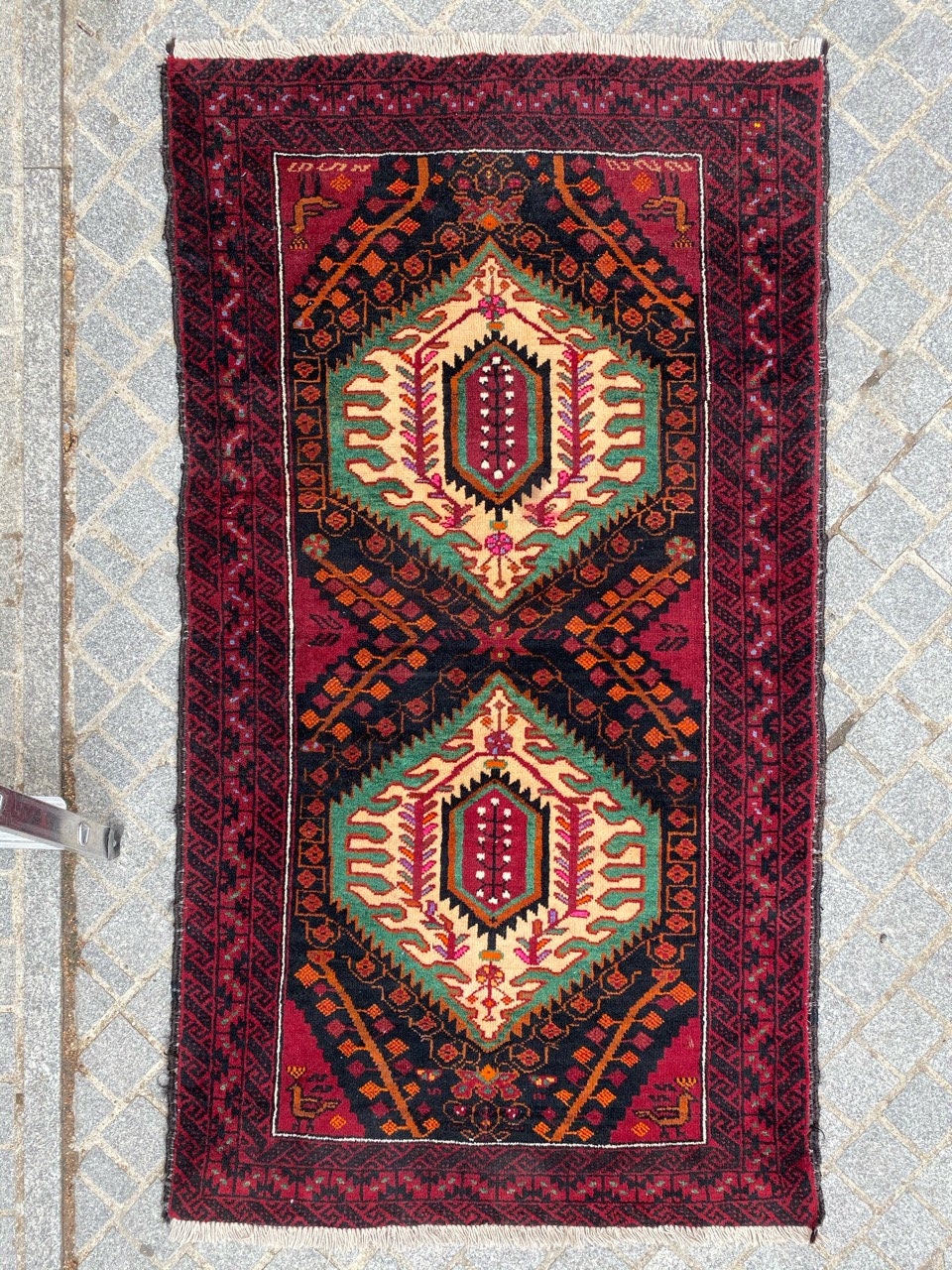 Tapis Vintage Belutch Afghan Fait Main 106x188 cm