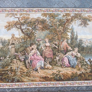 Vintage arazzi francese tessitura Jaquar 158x216 cm