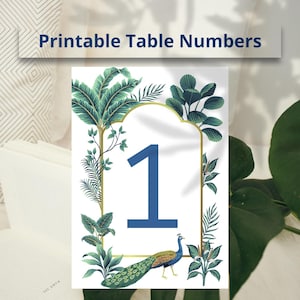 Numéros de table à imprimer - chevalets PDF マリアージュ トロピカル シック / 印刷可能なテーブル番号テント カード トロピカル グリーン ウェディング