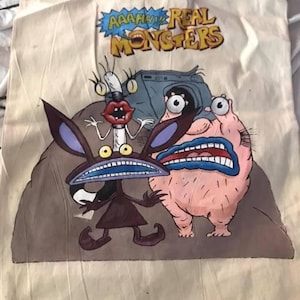 AAAHH Real Monsters large hand painted tote bag