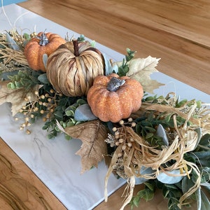 Coffee Table Decor, Fall Dine Table Centerpiece, Autumn Pumpkin Home Decor, Mantel Display, Fall Farmhouse Living Room, Greenery Garland image 1