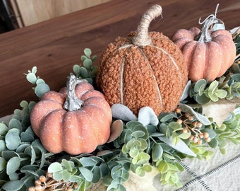 Centre De Table D'Automne - Citrouille Artificielle Dans Boîte En Bois - 28 Cm - Décoration Thanksgiving, Halloween