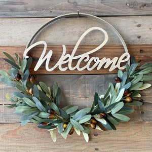 Welcome Wreath, Olive Door Wreath, Olive Branch Decor, Welcome Door Wreath, Greenery Wreath, Farmhouse Home Decor, New Homeowners Gift