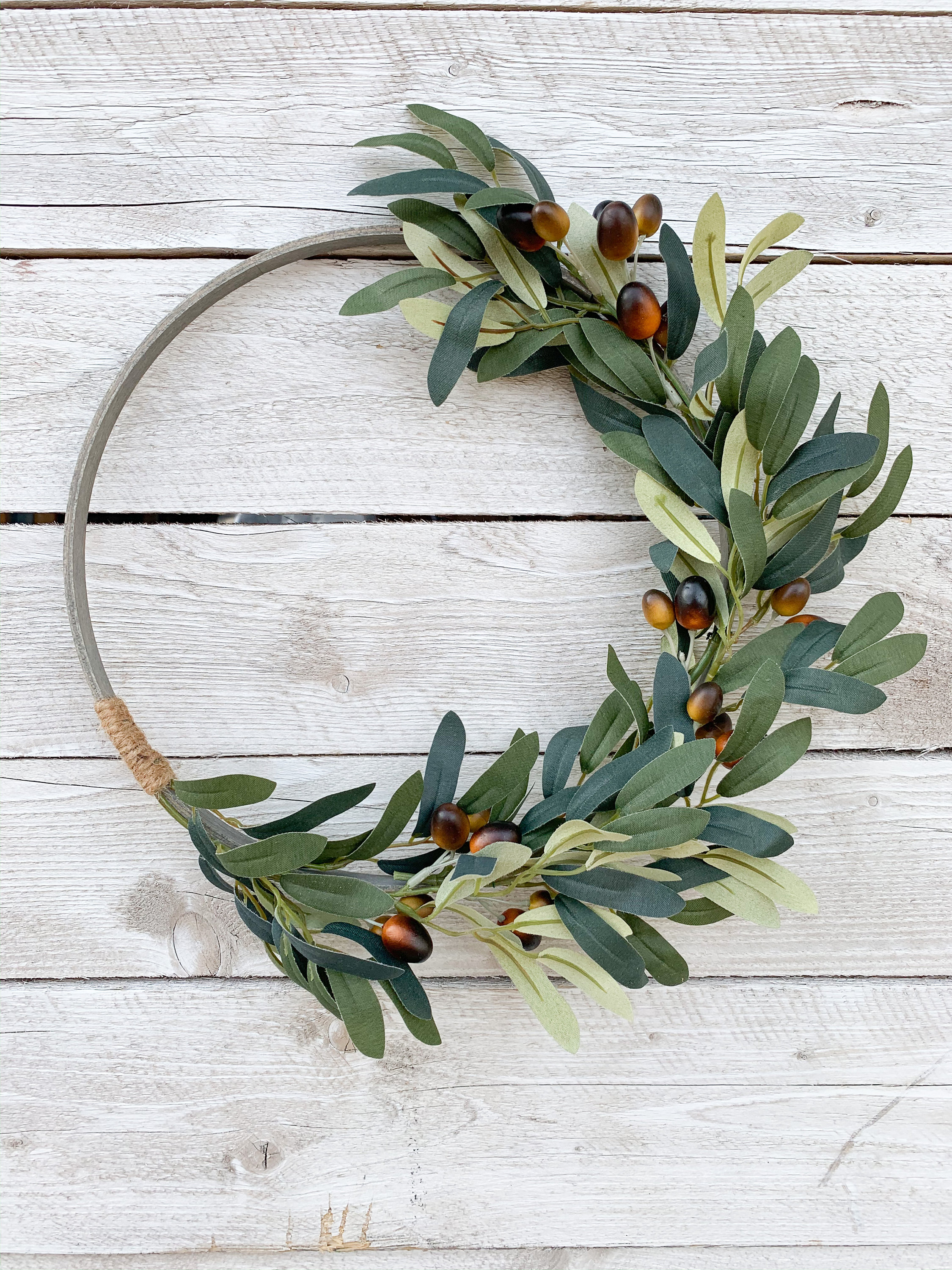 Olive Branch Wreath, Greenery Wreath, Small Wreath, Wooden Hoop, Ever…