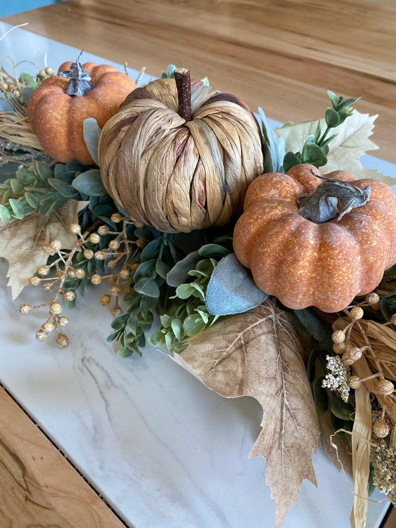 Coffee Table Decor, Fall Dine Table Centerpiece, Autumn Pumpkin Home Decor, Mantel Display, Fall Farmhouse Living Room, Greenery Garland image 4