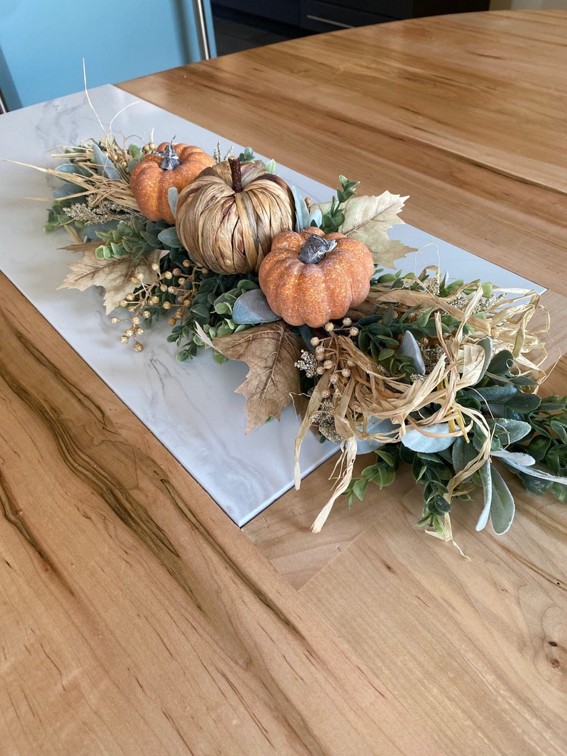 Coffee Table Decor, Fall Dine Table Centerpiece, Autumn Pumpkin Home Decor, Mantel Display, Fall Farmhouse Living Room, Greenery Garland image 1