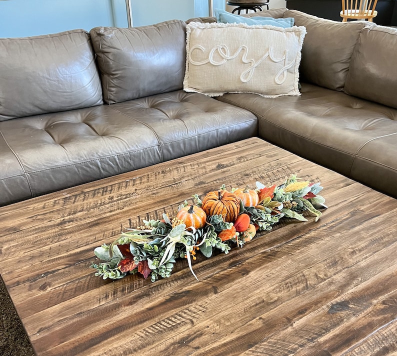 Coffee Table Decor, Fall Dine Table Centerpiece, Autumn Pumpkin Home Decor, Mantel Display, Fall Farmhouse Living Room, Orange White Garland image 10