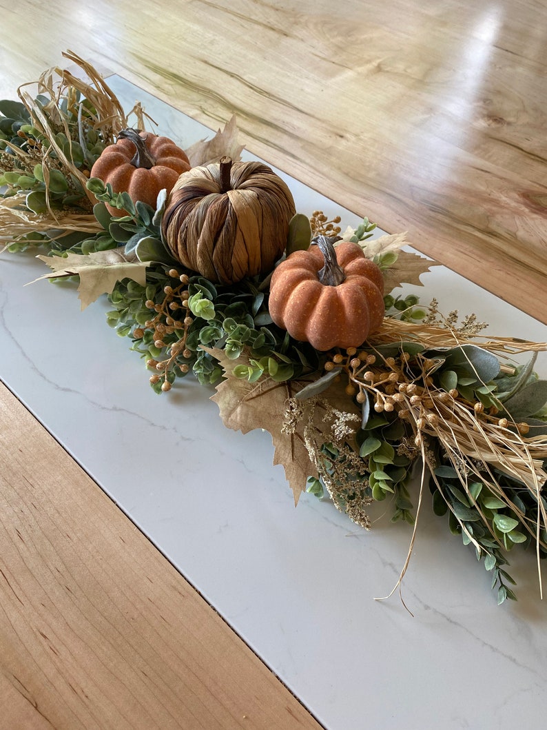 Coffee Table Decor, Fall Dine Table Centerpiece, Autumn Pumpkin Home Decor, Mantel Display, Fall Farmhouse Living Room, Greenery Garland image 6