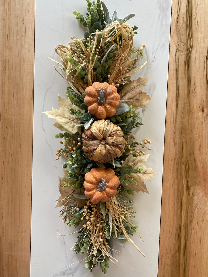 Coffee Table Decor, Fall Dine Table Centerpiece, Autumn Pumpkin Home Decor, Mantel Display, Fall Farmhouse Living Room, Greenery Garland image 5