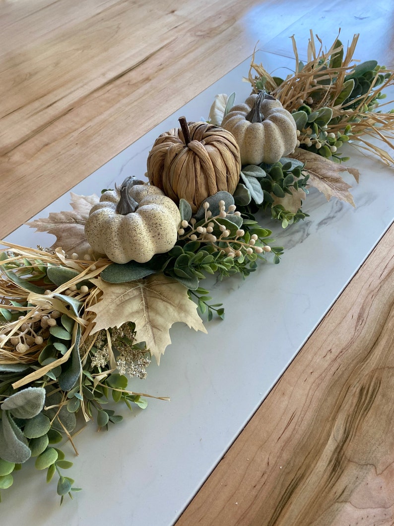 Coffee Table Decor, Fall Dine Table Centerpiece, Autumn Pumpkin Home Decor, Mantel Display, Fall Farmhouse Living Room, Greenery Garland image 9