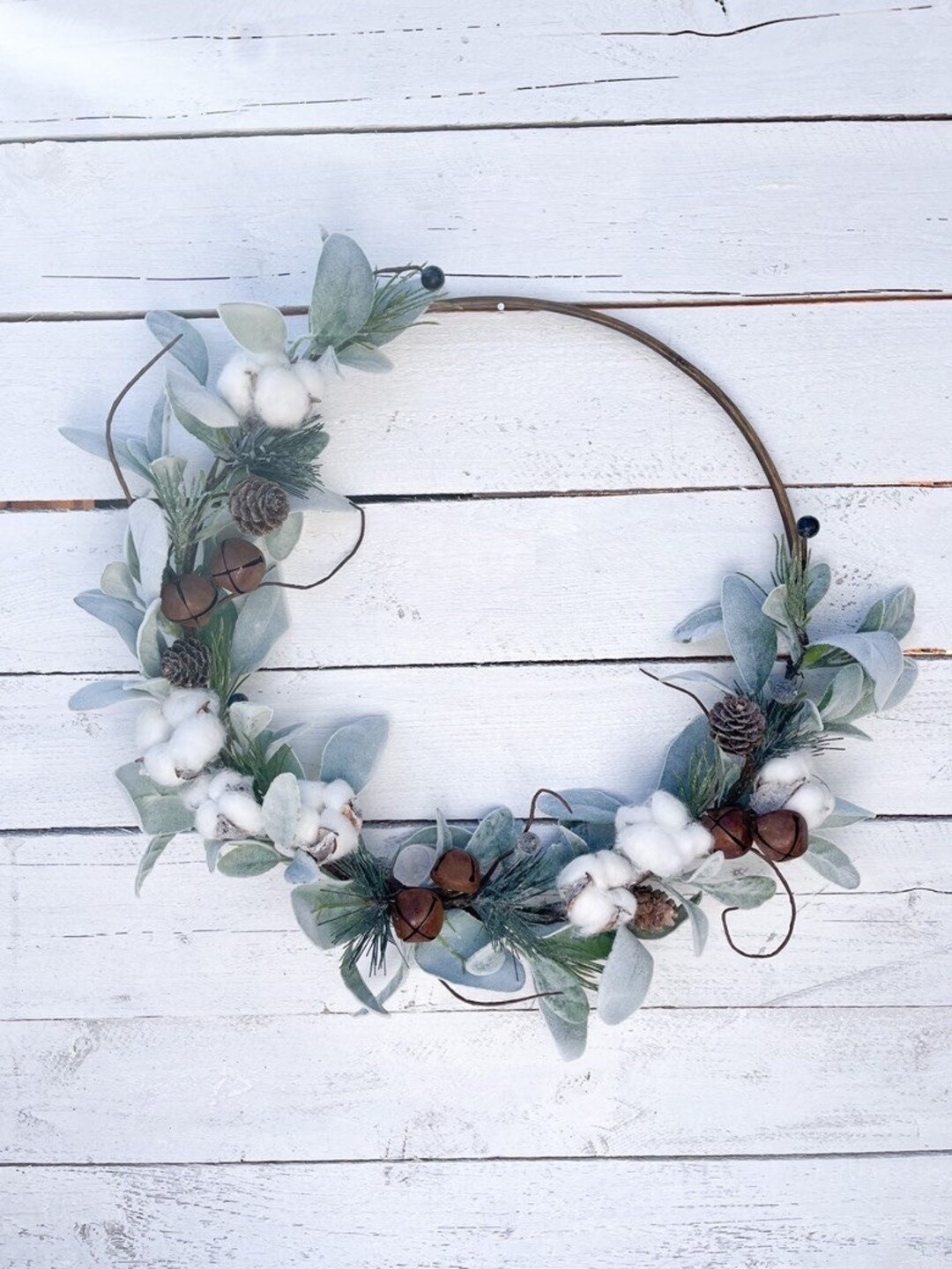 Winter Hoop Wreath, Christmas Wreath, Small Berry Lambs Ear Wreath ...