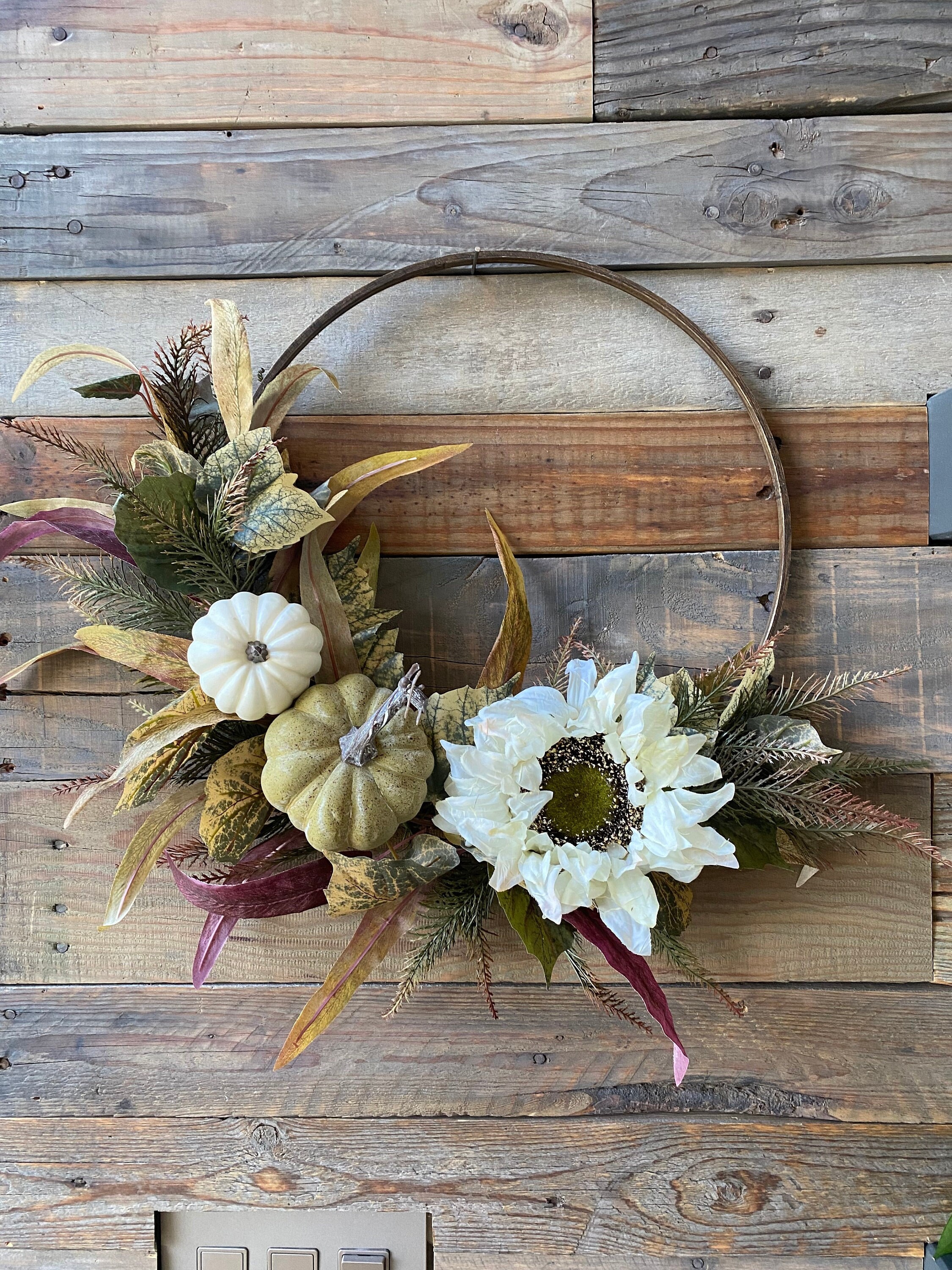 Couronne d'automne, Couronne de Porte d'entrée, Décoration Maison Ferme Tournesols, Citrouilles, Cin