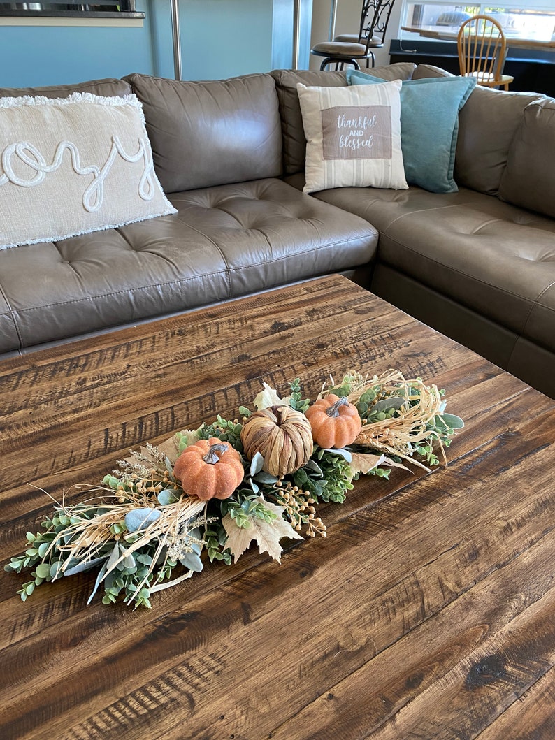 Coffee Table Decor, Fall Dine Table Centerpiece, Autumn Pumpkin Home Decor, Mantel Display, Fall Farmhouse Living Room, Greenery Garland image 3