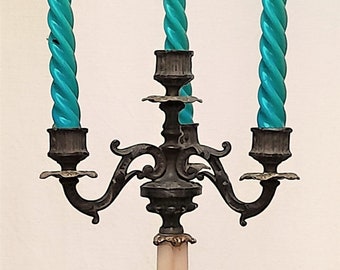 Antique French Large Candelabra Ornate Spelter and Brass - Napoleon III Clock Garniture- Victorian Center Piece - French Table Decor