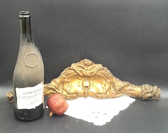 Antique French Bronze Pediment PAIR / Furniture Ornament / Wall or mirror decor