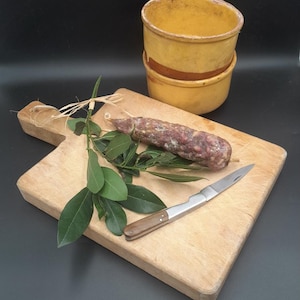 Vintage FRENCH oak large chopping board, cutting board, chopping block bread cutting board with handle and hanging hole, French kitchen.