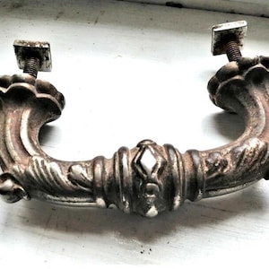 Poignée de porte antique en fonte, France : poignée shabby chic plaquée argent