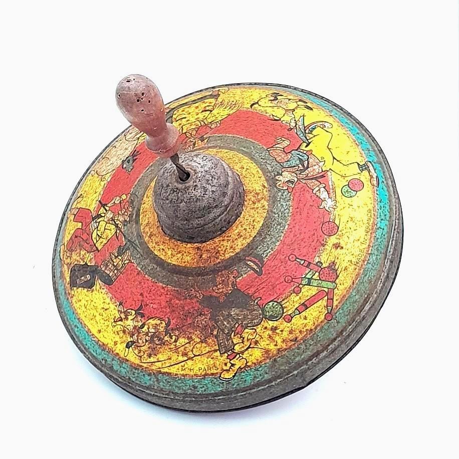 Ancienne Toupie En Métal GYROS - Jouet Vintage France - Bon état - Tôle