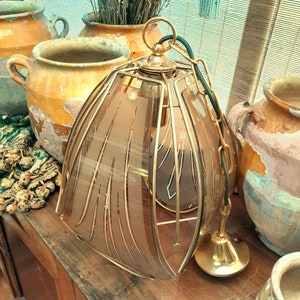 Vintage Frans/Italiaans LARGE plafondhanglampenkap, midden van de eeuw tot 1970, antieke lampenkap, hanglamp, kerstcadeau!