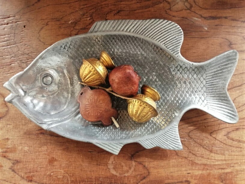 Plateau de Poisson en Argent Vintage Français Du Milieu Siècle ou Bibelot Plat Vide Poches, Pour Tab