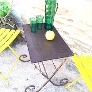 Antique French Garden, Patio Table Bistro, side table or Plant stand, from SW France, Rectangular - gorgeous aged patina, rust-proofed !