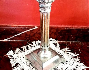 Antique FRENCH Neo-Classic CANDLESTICK holder, silver, metal, Christmas table decor, festive season Gift !