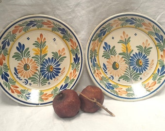 SET of 2 Antique French QUIMPER plates, Rare stamped HENRIOT  price/shipping given for 2 plates