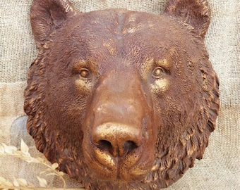Antique French Terra Cotta Bear Head: 1920s Mold, Wall Trophy (Each)