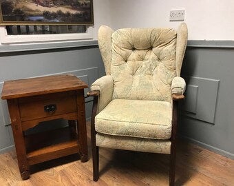 Green Patterned Wingback Fireside Chair Etsy