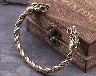 Wolf bracelet for him Viking bracelet men Fathers day gift Thick leather bracelet engraved Viking jewelry gift for men Norse jewelry