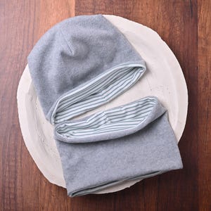 Fleecemössa och ögla med randig jersey – mössa och halsduk för barn, barnmössa, vintermössa