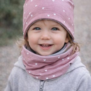 Conjunto de gorro y lazo para bebé, diadema, gorro para niño, bufanda, jersey, gorro de invierno con corazón rosa, gorro de transición