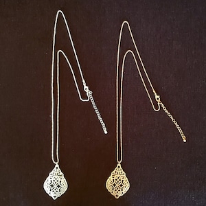 2-inch Pendant on 26-inch Ball Chain Necklace in Choice of Silver or Gold