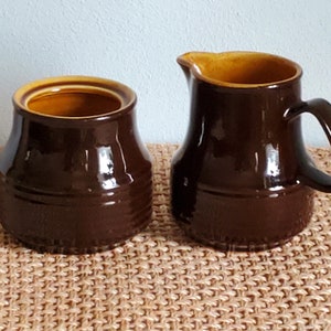 Vintage Stoneware Creamer and Sugar Bowl