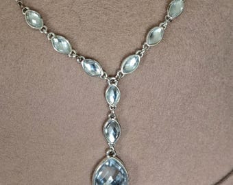 Crystal Teardrop Pendant Necklace with Matching Earrings