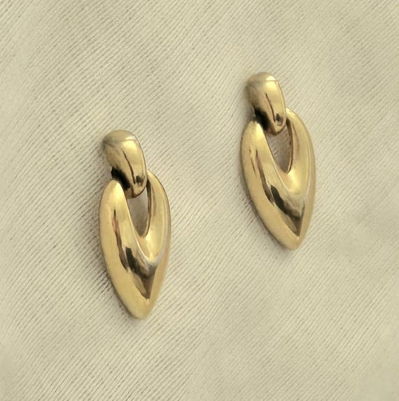 Gold Dangle Stud Earrings - image 2