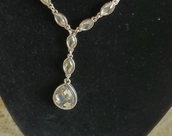 Crystal Teardrop Pendant Necklace with Matching Earrings