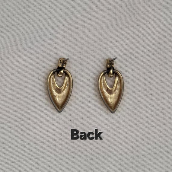Gold Dangle Stud Earrings - image 3