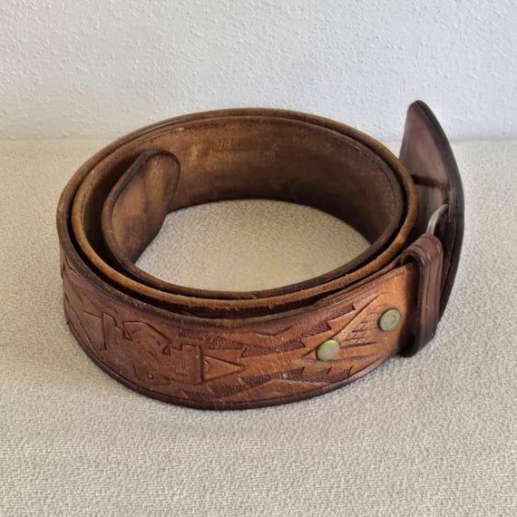 Leather belt native american - Gem