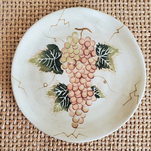 8-inch Cabernet Handpainted Grape Ceramic Plate in 3 Versions