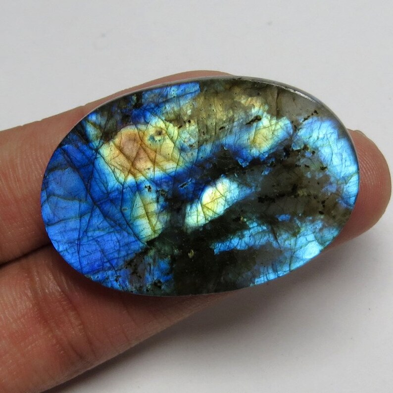 40/% OFF Natural Amazing AAA Labradorite Blue Flashy Cabochon Loose Gemstone 88.9 Cts Labradorite Size 44x30x7 mm Oval Shape Free Shipping