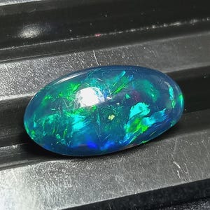 Ethiopian Black Opal Cabochon: Oval Loose Gemstone, 13x7 mm